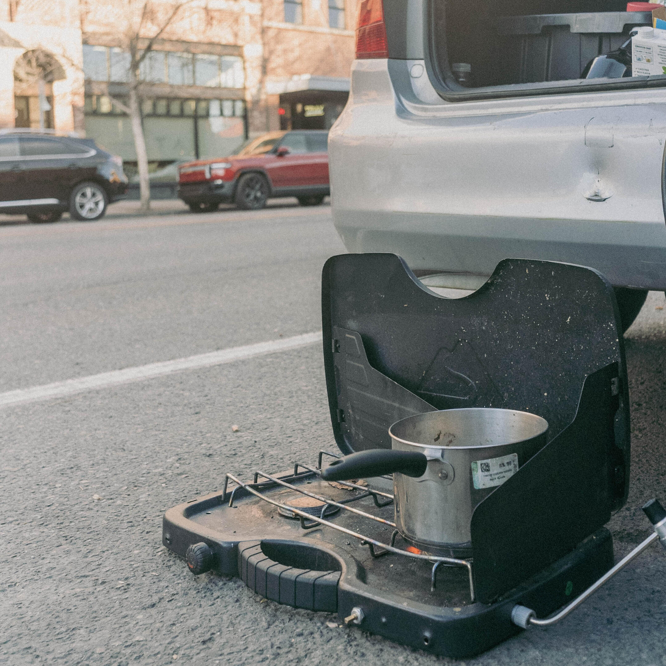 Person wearing green socks downtown